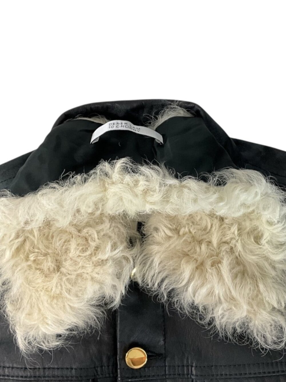 Derek Lam 10 Crosby Shearling Collar Leather Jacket 4 Indigo - Picture 9 of 15
